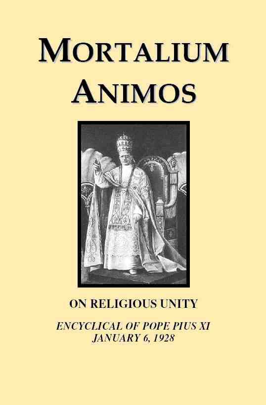 Mortalium Animos Printable Booklet